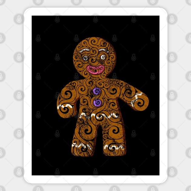 Swirly Gingerbread Man Sticker by VectorInk